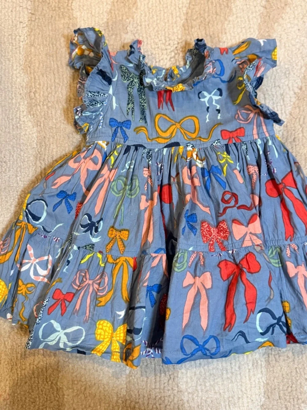 Pink Chicken Jennifer Dress Bows on Bows Blue 3-6M with Bloom
